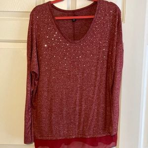 Red sparkly, flowy top